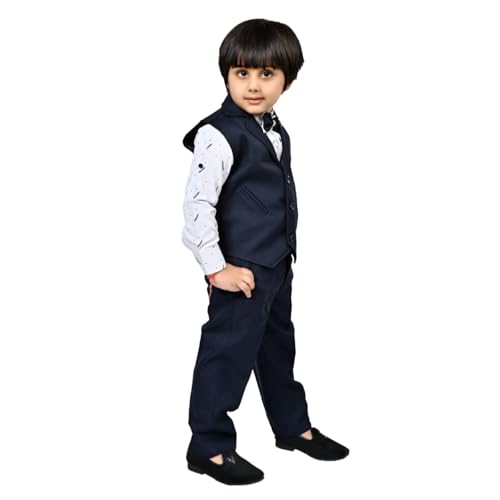 Image of Kids Ethnic Suit Set I 3 Piece Party Suit for Boys | Kids Suit Set Shirt, Pant & Waistcoat I Birthday Boys Party Dress