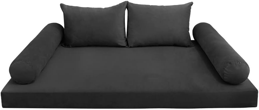Prolinemax Style V4 Twin Size Knife Edge Velvet Indoor Daybed Mattress Bolster Pillow Complete Set AD350