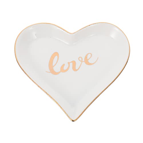 Ciieeo Petit Plateau Décoratif En Céramique En Forme De Cœur Assiette De Rangement Pour Bijoux Assiette De Service Personnalisée Et Robuste