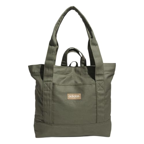adidas Canvas Court Tote Bag for Women and Men, Olive Strata Green