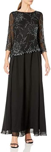 J Kara Women's 3/4 Sleeve Beaded Dress