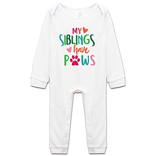 Image of My Siblings Have Paws Baby Boys Girls Short Sleeve/Long Sleeve Romper Infant Sleeveless Jumpsuit Outfit