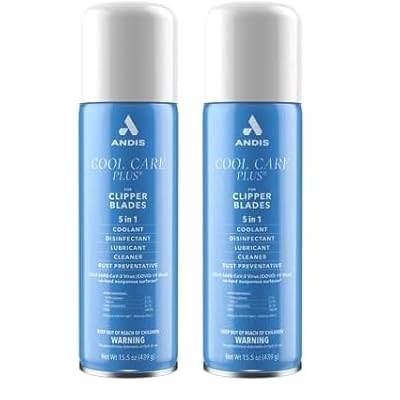 Andis 12750 Cool Care Plus 5-in-1 Clipper Spray, 15.5 oz Can, Blade Care and Treatment, Blue Pack of 2