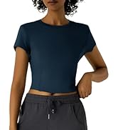 Leapstride Workout Tops for Women Athletic Tops Short Sleeve Shirts-Cropped Slim Fit Gym Running ...