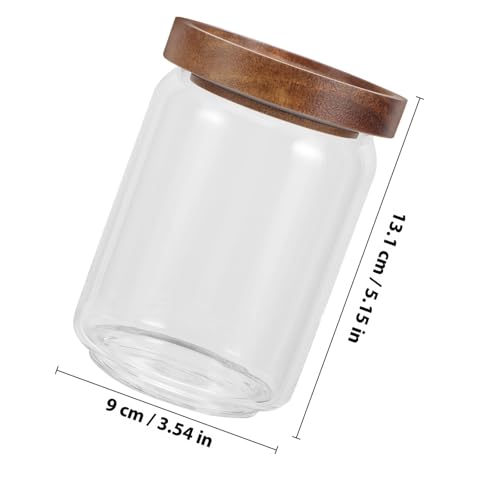 Tarro de cristal de 640ml con tapa de madera para café y alimentos secos 3