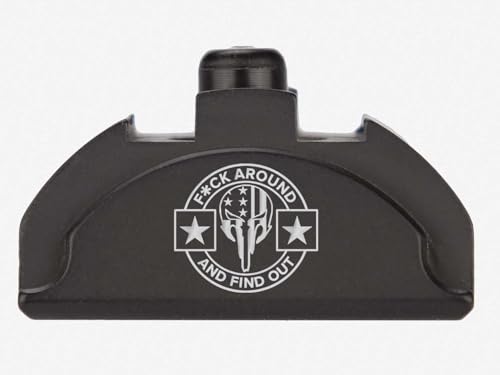 NDZ Performance Brass Grip Frame Plug for Glock 17 19 22 23 24 31 34 35 Gen 4-5 9mm .40 .357 .45 Gap with Backstraps, Black Laser Engraving, Armor Black Cerakote - FAFO NDZ Skull Flag
