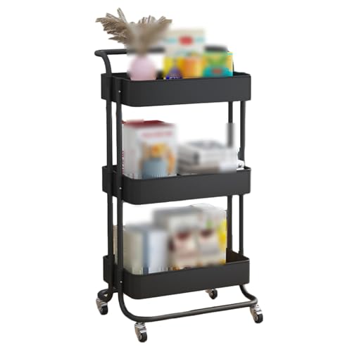 3-Tier Rolling Storage Cart with Lockable Wheels - Multi-Functional Kitchen Organizer Shelving Unit for Gap Storage & Space-Saving Solutions