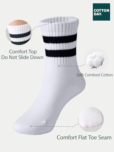 Image of COTTON DAY Unisex School Kids Boys Girls Soft Combed Cotton Athletic Socks