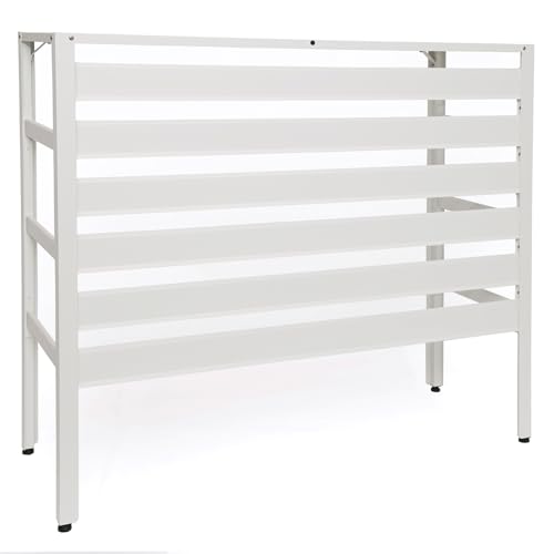 アルミ エアコン 室外機カバー 日除け ひさし 遮光 遮熱 雪 幅106×高さ98×奥行38cm エアコンカバー ルーバータイプ ASC106 (ホワイト)