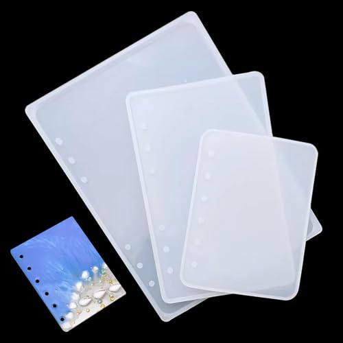 Markeny 3 Pieces Notebook Cover Resin Casting Molds for A5 A6 A7 for Notebook Epoxy Resin DIY