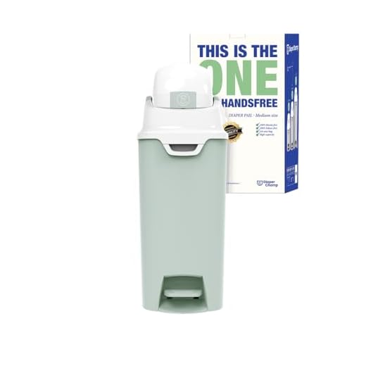 DIAPER CHAMP ONE Medium Handsfree mit Pedal - Windeleimer - geruchsdicht - berührungslose Bedienung - OHNE Nachfüllkassetten - für normale Müllbeutel - für ca. 45-50 Windeln (mint)