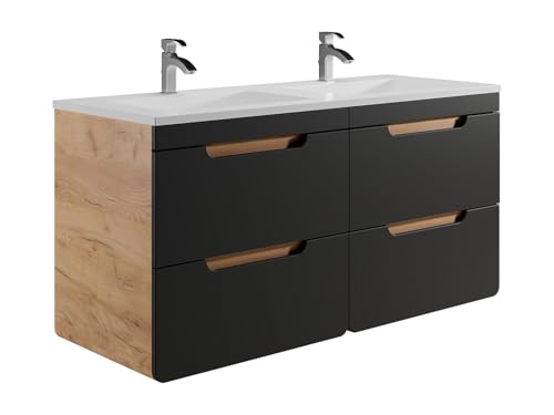 Vente-unique-Mobile per bagno sospeso con lavabo da incasso 120 cm le e Antracite - ARUBA