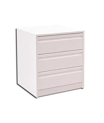 arelwood Cajonera Frente Postformado Blanca Montada 70x50-3 Cajones. Alto 56,8 cm.