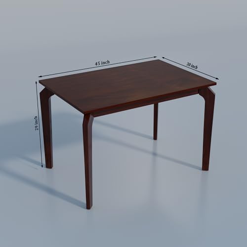 Image of MURALICRAFT Sheesham Wood 45 Inch Dining Table 4 Seater | Four Seater Dinning Table Set with 4 Upholstered Dining Chairs | Chair: Curved Design | Dining Room Sets for Restaurants | Walnut Finish