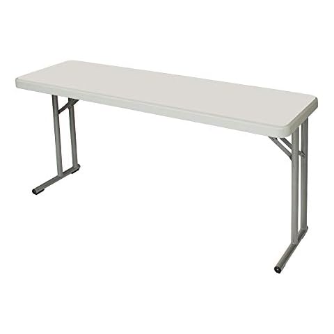 OEF Furnishings 5 Foot Heavy Duty Folding Seminar Table, Lightweight and Durable, 18" x 60", Light Grey Cover