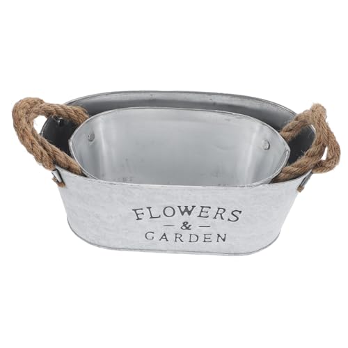 KONTONTY 2pièces Pot De Fleurs Vintage Fer Forgé Seau à Fleurs Décoratif pour Intérieur Lot de Petits Vases à Plantes Créatifs pour Bureau Et Jardinière