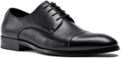 Men's Wingtip Dress Shoes Classic Italy Formal Oxford Shoes Modern Office Cap Toe Derby Business Shoes Black Size 10.5