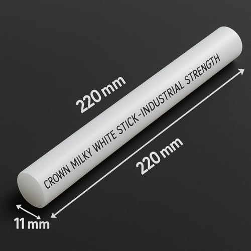 Image of Crown Milky White Hot Melt Glue Stick | Strong Gumming for DIY & Professional Use | White Color | 220mm x 11mm | Pack of 20