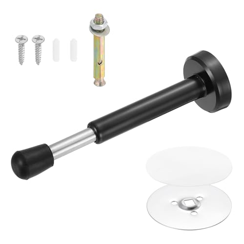 uxcell 6" Door Stoppers, Adjustable Door Stops Bumper, Stainless Steel Wall Protector for Bottom, Top of Door, Home, Office, Black
