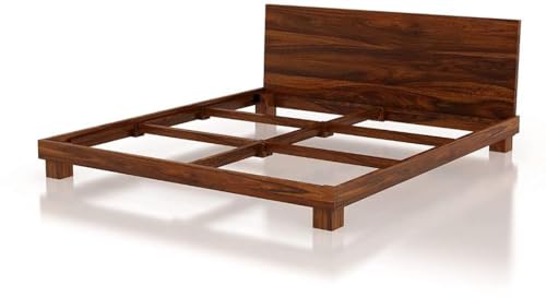 Image of Bed Solid Sheesham Wood for Your Bedroom | Solid Wood Queen Bed Finish Color - Natural Finish