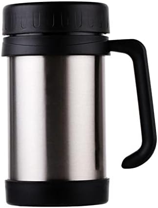 N/A Thermo Mug Stainless Steel Vacuum Flasks With Handle Thermo Cup Office Thermoses for Tea Insulated Cup Black+Silve (Color : Silver)