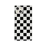 Compatible With Square Checkered Phone Case for iPhone 12/12 Pro Black White Grids Plaid Checkerboard Slim Soft Classic Design Strong Shockproof Protective Checker Cover for iPhone 12 i12pro 6.1'