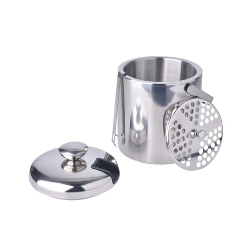 Cubo de hielo de acero inoxidable elegante y duradero con doble pared aislante