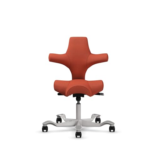 Image of HAG Capisco Standard Chair-Silver Frame-Upholstered Burnt Red