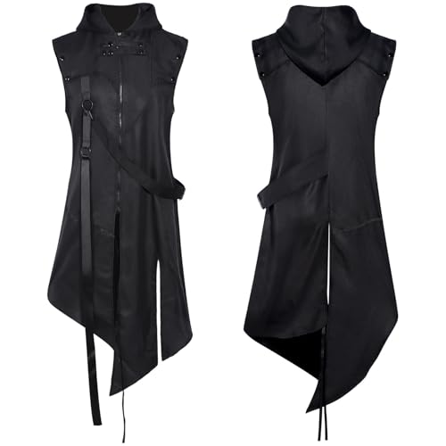 Chaqueta gótica para hombre Chaleco retro cómodo sin mangas para evitar calor en carnaval 3