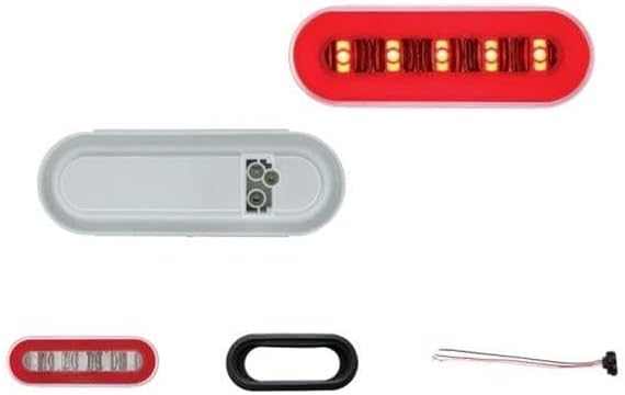 United Pacific 36924BRK Brake/Tail/Turn Signal Light 22 Led 6" Oval Glo Halo, Kit, Red Led/Red Lens