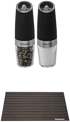 Cuisinart BBQ Prep & Seasoning Bundle: Rapid Defrosting Tray + Gravity Salt & Pepper Mill Set — Easy Thaw Meat & Seafood, Automatic Spice Grinders with LED Light, Grilling & Kitch