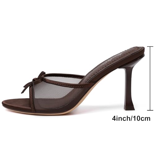 Image of Mostrin Kitten Heels for Women Round Toe Heels With Bow Vintage Mules Sexy Slip on Stiletto Backless Sandals for Party Daily