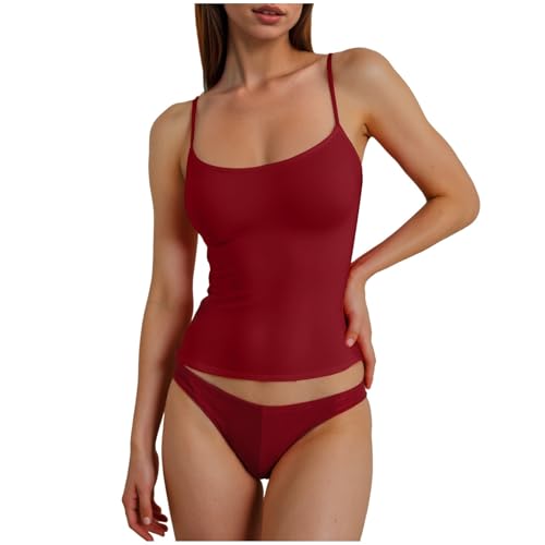 2026 - Camiseta sin mangas de yoga para mujer con tirantes deportivos ajustados, rojo, S