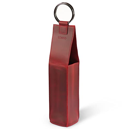 Londo OTTO305 OT-GeLetWineCarrier-uchwyt na butelkę wina z czarnej skóry (Red)