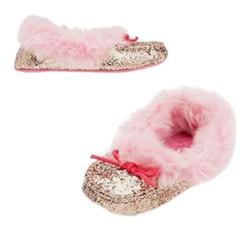 Pantoufles douces pour enfants au design rose doré brillant