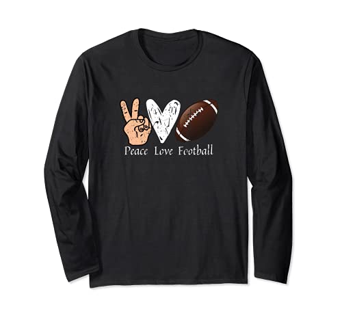 Sports Lover Peace Love Football Ball Design Football Long Sleeve T-Shirt, Black