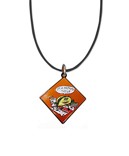 Collier taco pendentif émail Hat Shark avec cordon noir 50cm pour look décontracté