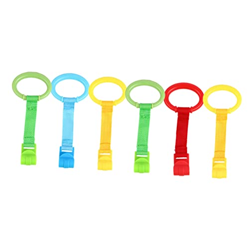 Abaodam 6個 ベビー用 ド リング の立ち上がり補助 素材使用 ベビーベッド取り付け可能 滑らか表面で手に優しい設計 乳幼児の自信育成に適し