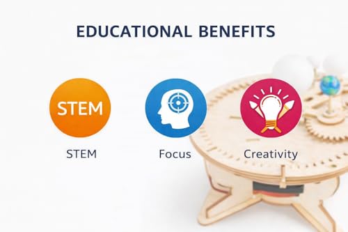 Image of Space Orrery Sun-Earth-Moon System Wooden STEM Science Toy | DIY Mechanical Planet Model | Educational Astronomy Kit for Kids 8+ | School Project & Gift (Space Instrument)