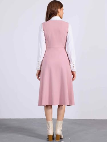 Image of Allegra K Gothic Overall Dress for Women's Lace Trim Midi Dress