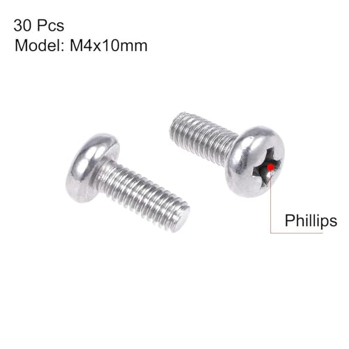 MACHSWON M4x10mm Machine Screws Pan Phillips Cross Head Screw 304 Stainless Steel Round Head Cross Screw Fasteners Bolts 30Pcs - Image 2