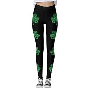 St patricks day leggings for women casual shamrock leggings irish green pant soft tummy control workout yoga pants  urban country home decor
