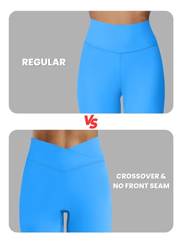 Sunzel No Front Seam Crossover Flare Leggings for Women Hidden Butt Lifting Scrunch Tummy Control Mini Flared Yoga Pants3
