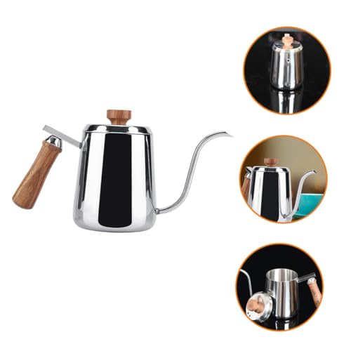 Yardwe Kaffeekanne Campingkocher Kaffeekessel Kaffeeausgießer Schwanenhals-Wasserkocher Kaffee-Bar-Zubehör Kaffeekocher Sanduhr Büro-Verschlusskappe Edelstahl Holz – Bild 4