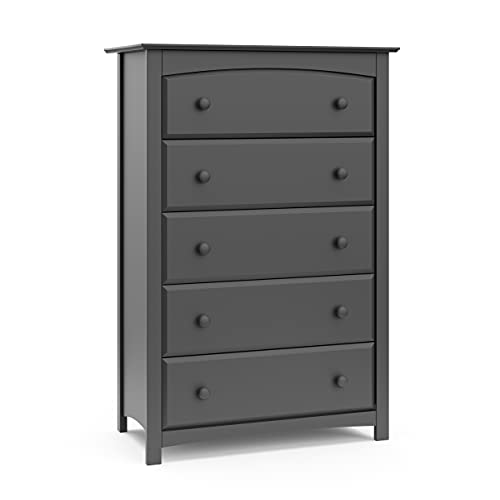 Storkcraft Kenton 5 Drawer Dresser (Gray) â€“ Dresser for Kids Bedroom, Nursery Dresser Organizer, Chest of Drawers for Bedroom with 5 Drawers, Universal Design for Childrenâ€™s Bedroom