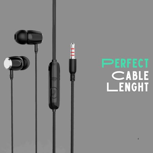 Image of Trendy Multimedia Wired Earphones with Mic, 10mm Super Bass Driver, 3.5mm AUX Jack, Noise Cancellation, in-Line Volume Control, Compatible with Laptops, PCs, Tablets and Smartphones, Black
