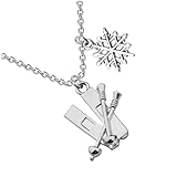 [NUOBESTY] 滑雪板雪花ペンダントネックレス シンプルチェーン レディースクラビクルアクセサリー 日常 パーティー用 贈り物に