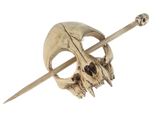 Pinza para cabello con cráneo de gato gótico de resina miniatura 2