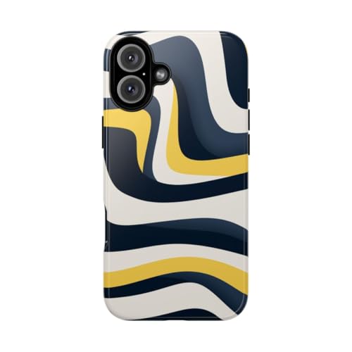Coque rigide iPhone 16 Plus design abstrait bleu et jaune pour le quotidien