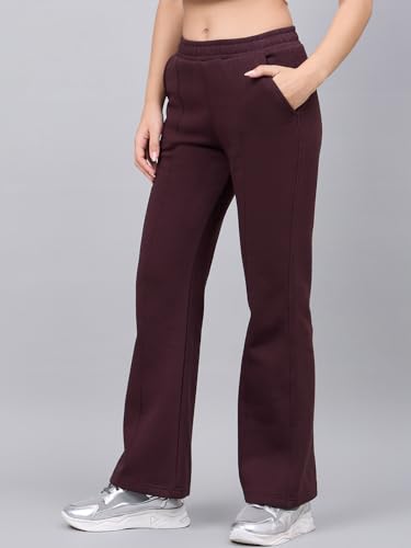 Image of 98 Degree North Women Flared Fleece Track Pants-GL1315-ALMOND